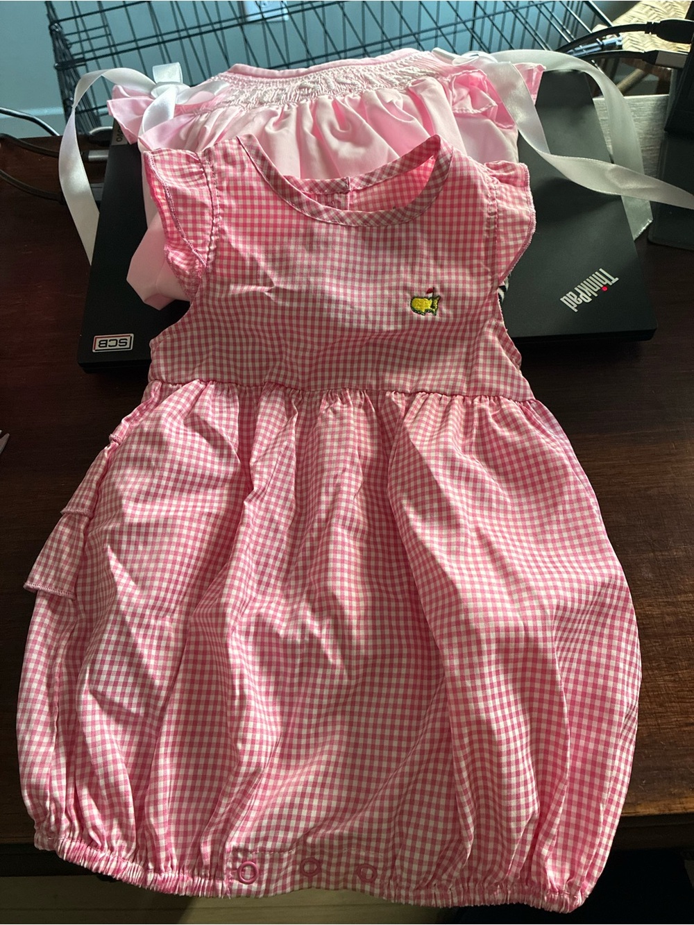 Masters Kids Pink Gingham Bubble One-Piece with Lemon Motif